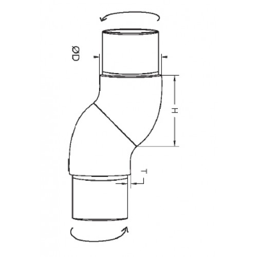 Rotating-Swivel bend-42.4mm o/d x 2mm wall Push Fit Grade 316 Satin polished 